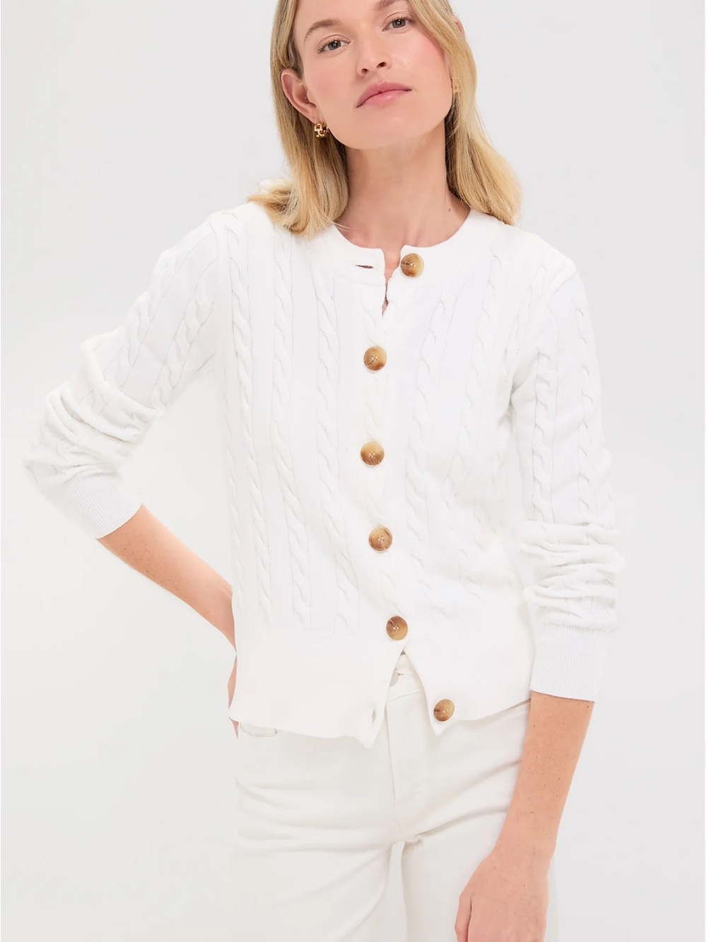 Tuckernuck Ivory Cotton Cable Knit Kit Cardigan